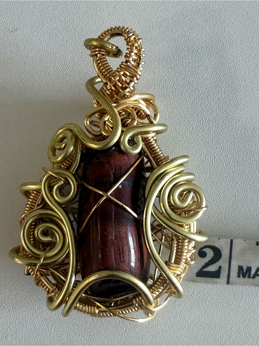 Handcrafted Wire-Wrapped Rhodonite Pendant – Approx. 3” - Picture 7 of 8